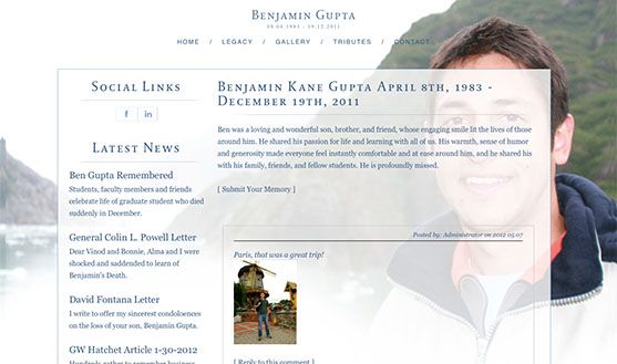 Ben Gupta Memorial Website - 8